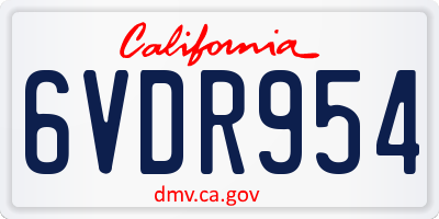 CA license plate 6VDR954