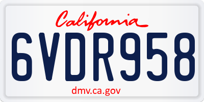 CA license plate 6VDR958