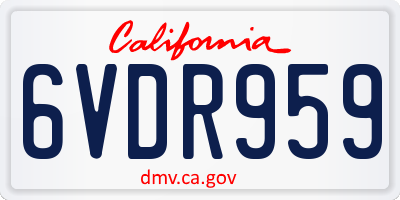 CA license plate 6VDR959