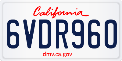 CA license plate 6VDR960