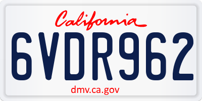 CA license plate 6VDR962