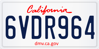 CA license plate 6VDR964