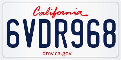 CA license plate 6VDR968