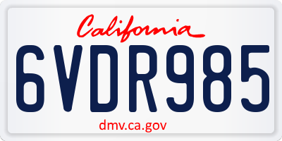 CA license plate 6VDR985