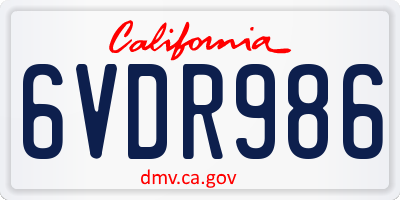 CA license plate 6VDR986
