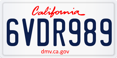 CA license plate 6VDR989