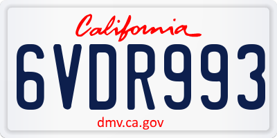 CA license plate 6VDR993