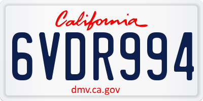 CA license plate 6VDR994