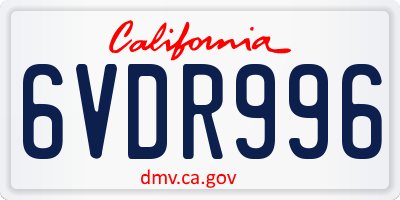 CA license plate 6VDR996