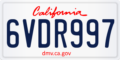 CA license plate 6VDR997