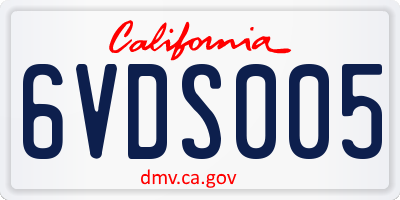 CA license plate 6VDS005