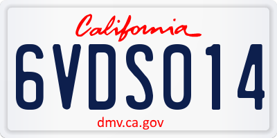 CA license plate 6VDS014