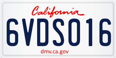 CA license plate 6VDS016
