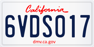 CA license plate 6VDS017