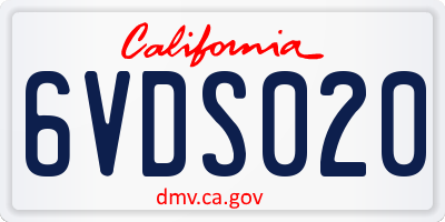 CA license plate 6VDS020