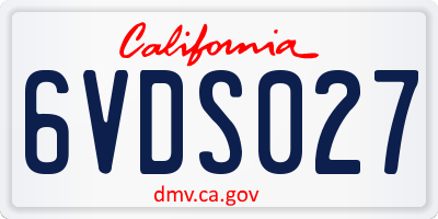 CA license plate 6VDS027