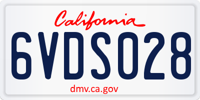 CA license plate 6VDS028