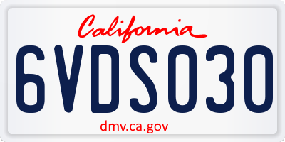 CA license plate 6VDS030