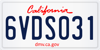 CA license plate 6VDS031