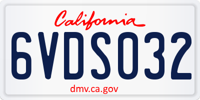 CA license plate 6VDS032