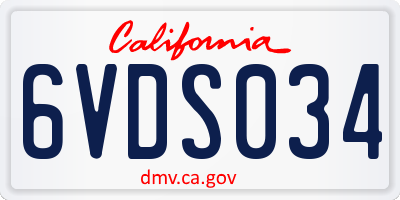 CA license plate 6VDS034