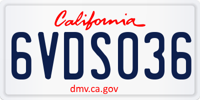 CA license plate 6VDS036