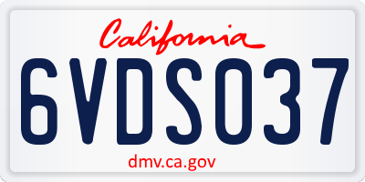 CA license plate 6VDS037