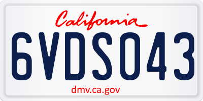 CA license plate 6VDS043