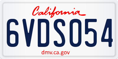 CA license plate 6VDS054