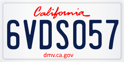 CA license plate 6VDS057