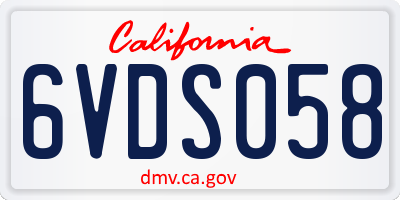 CA license plate 6VDS058