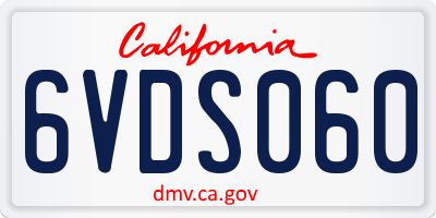 CA license plate 6VDS060