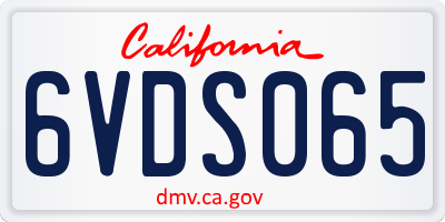 CA license plate 6VDS065