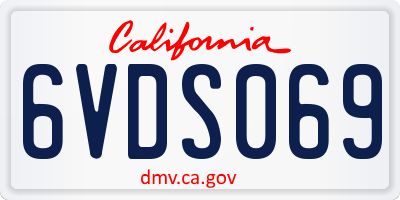 CA license plate 6VDS069