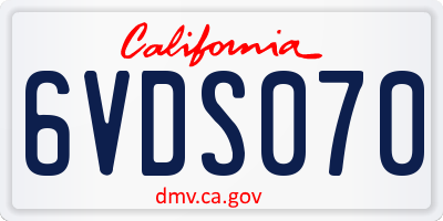 CA license plate 6VDS070