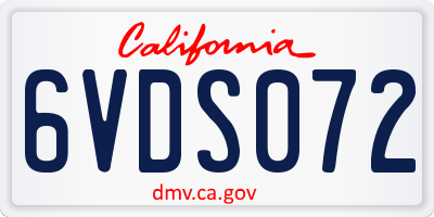 CA license plate 6VDS072