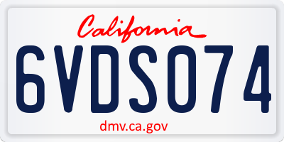 CA license plate 6VDS074