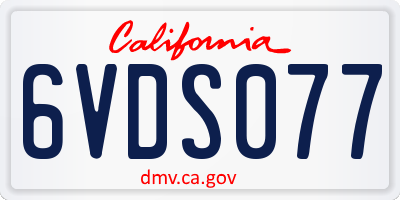 CA license plate 6VDS077