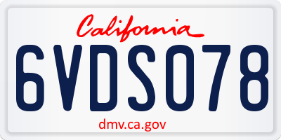CA license plate 6VDS078