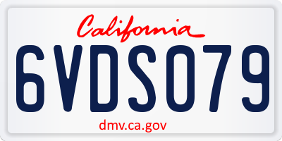 CA license plate 6VDS079