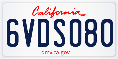CA license plate 6VDS080