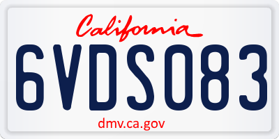 CA license plate 6VDS083