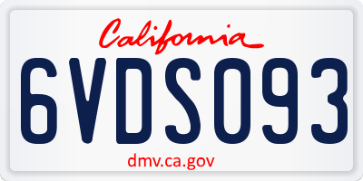 CA license plate 6VDS093