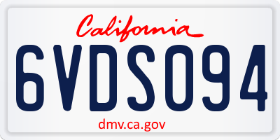 CA license plate 6VDS094