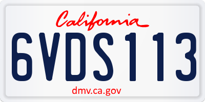 CA license plate 6VDS113