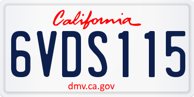 CA license plate 6VDS115