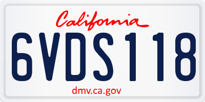 CA license plate 6VDS118