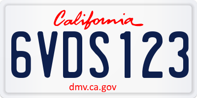 CA license plate 6VDS123