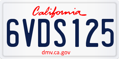 CA license plate 6VDS125
