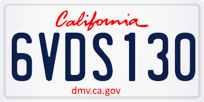 CA license plate 6VDS130
